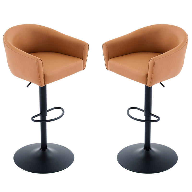 Tabourets de bar pivotants à hauteur réglable avec dossier et accoudoirs (ensemble de 2), 2, Tanné