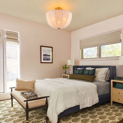 3-Light Organic Modern Linen Shade Semi-Flush Mount
