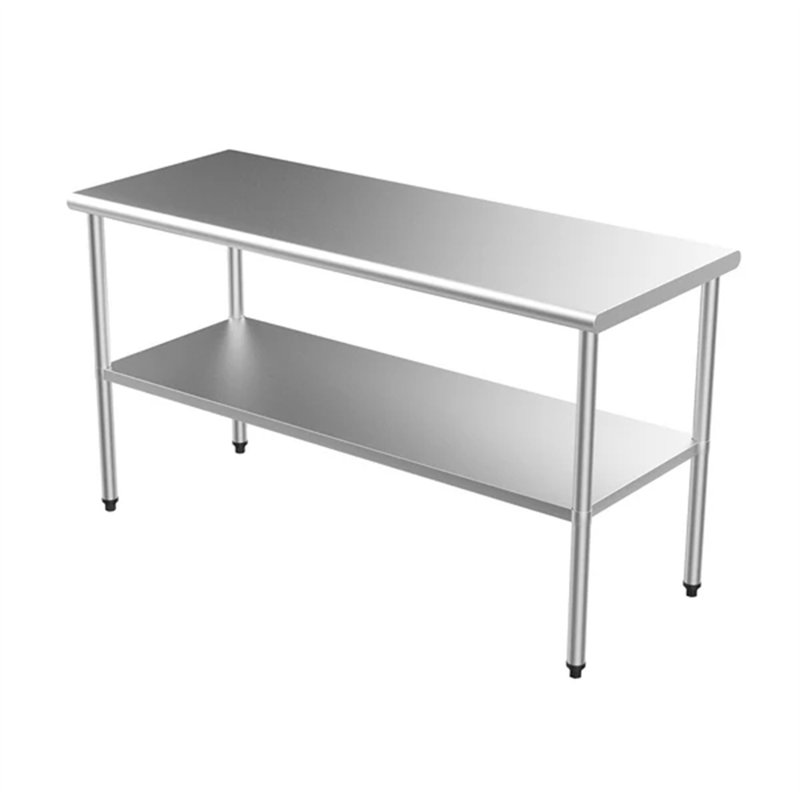 Table en acier inoxydable avec tablette inférieure, H 34 po x l 60 po x P 24 po