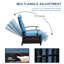 Fauteuil inclinable bleu marine avec coussins et table pliante, capacité de poids de 350 lb, fonction de table réglable, bleu, limite