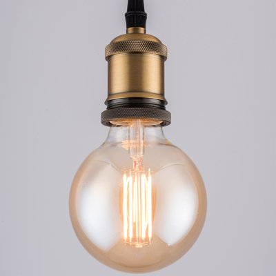8W E27 Dimmable LED Globe Light Bulb Amber (Set of 2)