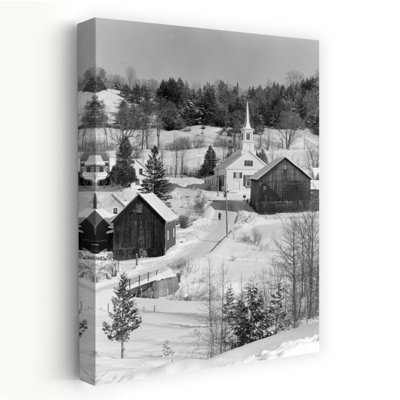 1970s WINTER SCENIC OF WAITS RIVER JUNCTION VERMONT USA by G. Hampfler - Wrapped Canvas Print