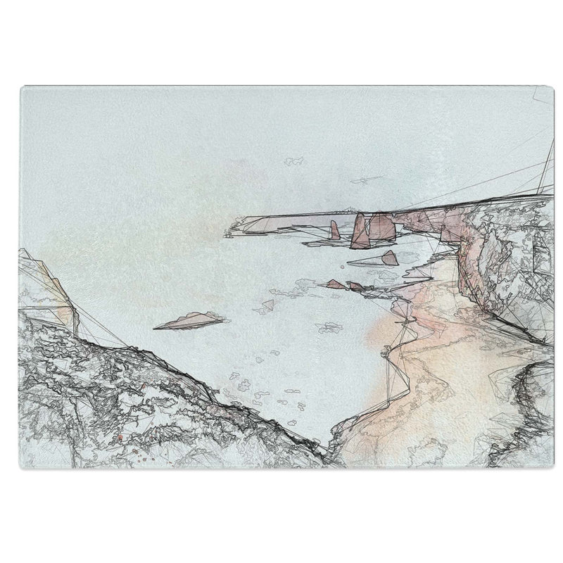 Tempered Glass Twelve Apostles in Australia in Abstract Chopping Board, 28.5 cm W x 20 cm L