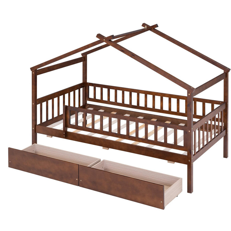 Lit simple en bois pour la chambre, Brun
