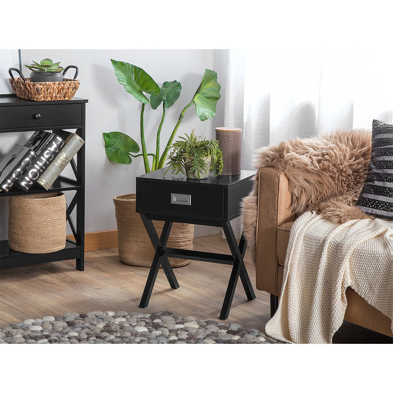 Lincoln 40cm W Bedside Table, Black