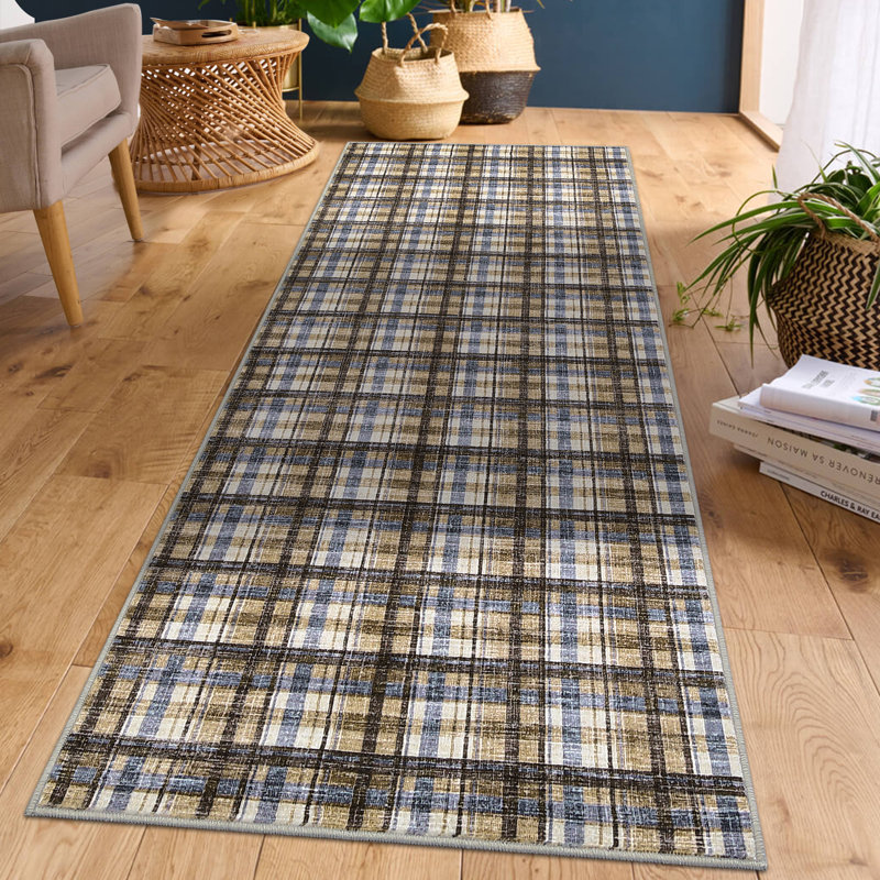 Washable Area Rugs 5x7 Plaid Rug for Living Room Non-Slip Soft Modern Area Rugs for Bedroom Indoor Non Shedding Carpet Tartan Rug for Living Room