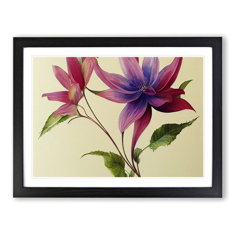 Imaginative Flowers - Single Picture Frame Painting, Black, 46cm H x 64cm W x 2cm D