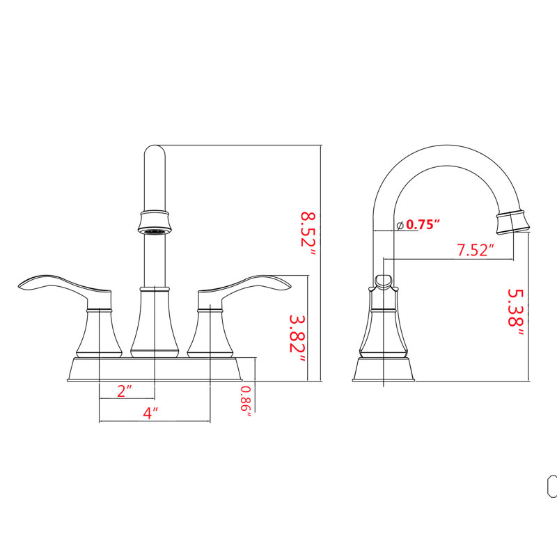 Bathroom Faucet 4 Inches - Brushed Nickel Finish, 360 Swiveling Spout With Pop Up Drain, Metal Construction, , Water Saving Function, Drip- Operation, Double Handles Tap Nickel, Rotatable Quality