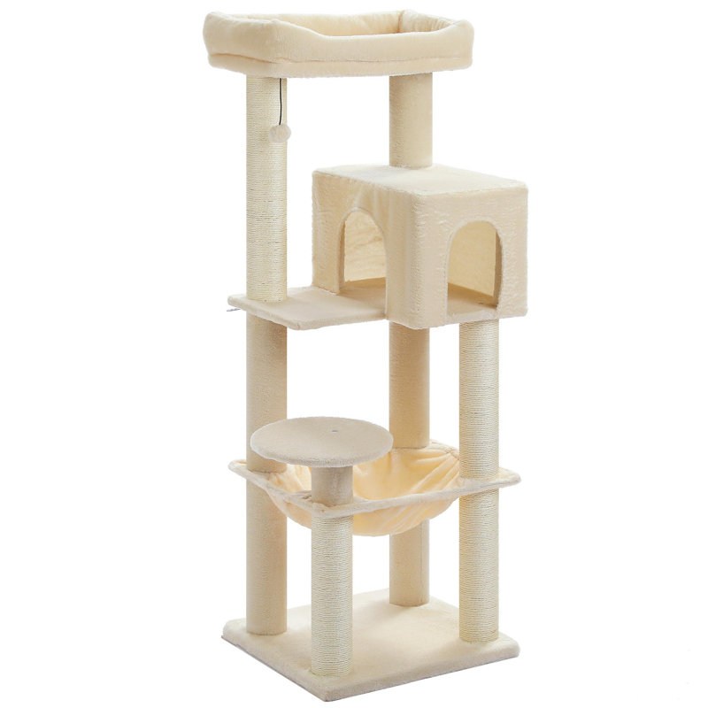 La tour d'arbre à chat à plusieurs niveaux peut accueillir jusqu'à 3 à 5 chats, Beige