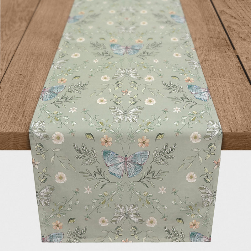 Chemin de table Bara, 90 po x 16 po, Vert sauge