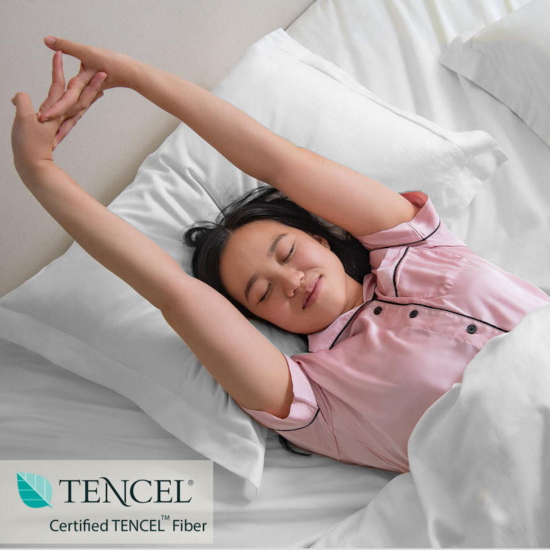 Delara 100% Eucalyptus Lyocell TENCEL™ Cooling Fitted Sheet with 360° Elastic – Soft, Silky & Moisture-Wicking, White