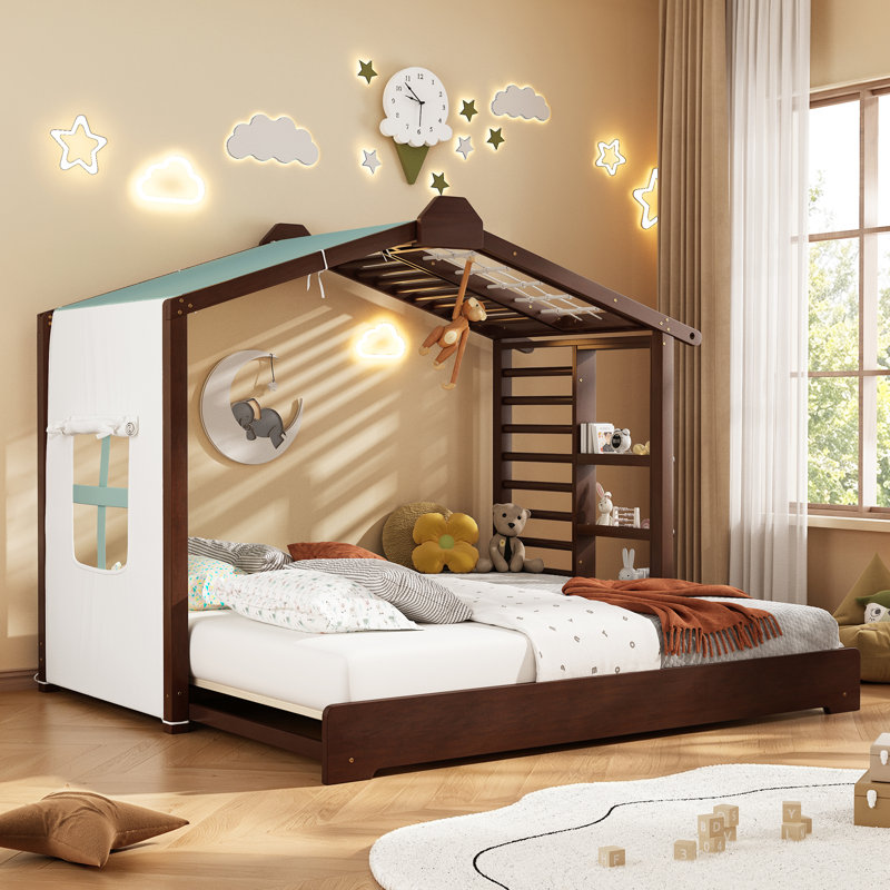 Lits simples avec rangement, lit gigogne en bois, chambre d'enfant moderne