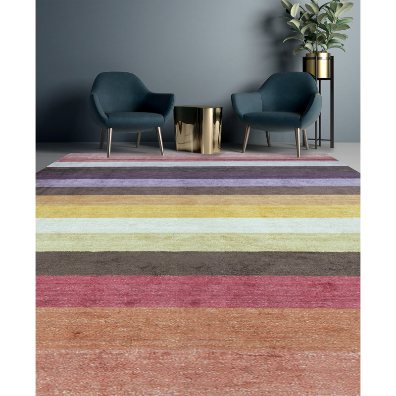 Hand Woven Striped Area Rug