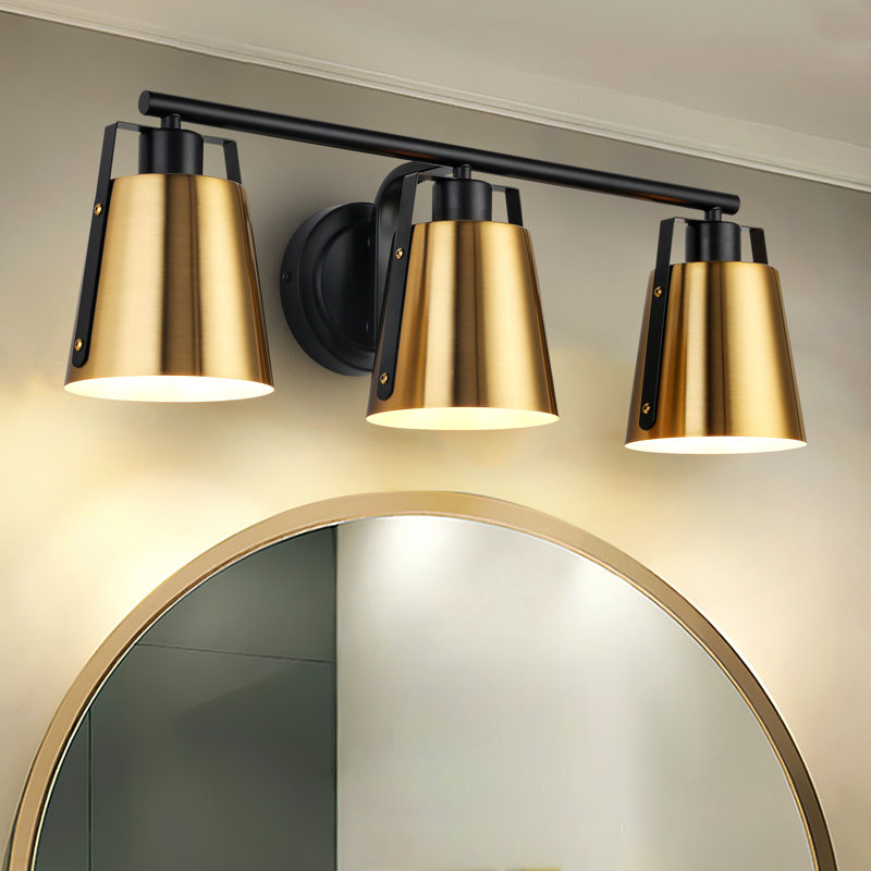 Éclairage pour salle de bain 3 lumières, Or