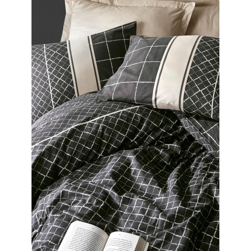 Ensemble de housse de couette 100% coton Quidong, Housse de couette 61 po x 87 po + 1 taie d'oreille