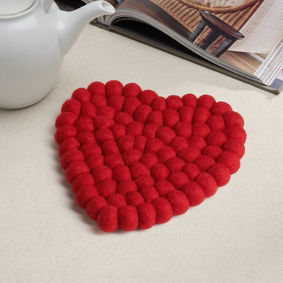MODWOOL Red Heart Shaped Trivets (Set of 2)
