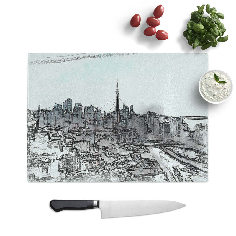 Tempered Glass Snowy Toronto Chopping Board, 39 cm W x 28.5 cm L
