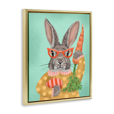 Polka Dot Spring Rabbit Floating Frame, design by Jilly Jack Designs