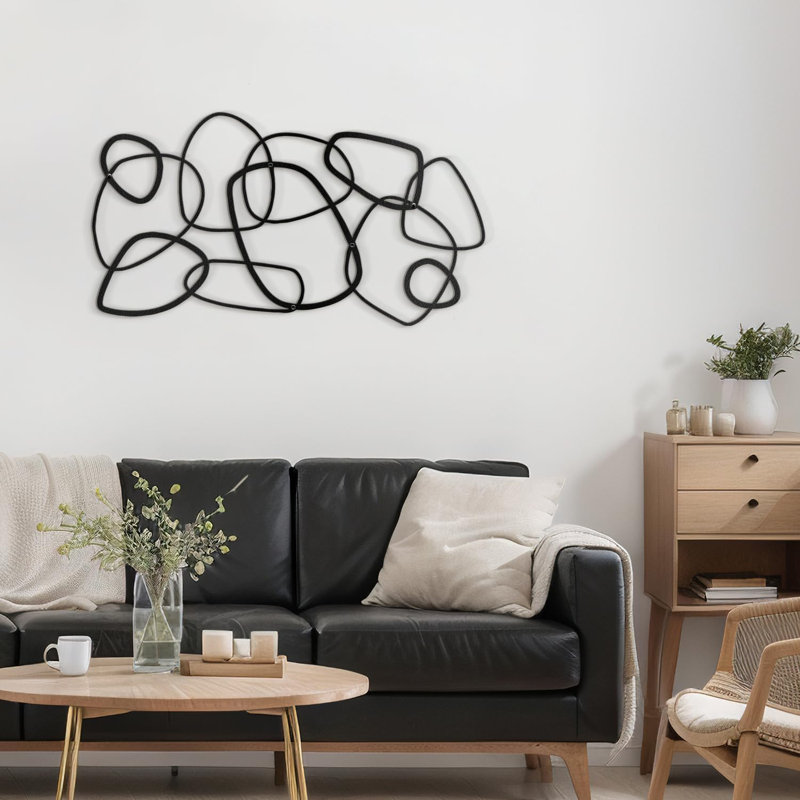 Wall Decor Metal, 18" H x 36" W x 0.05" D, Black