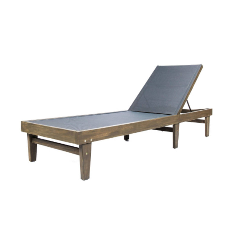 Summerland Dark Grey Mesh Outdoor Chaise Lounge With Adjustable Back, Gray, Dark Gray