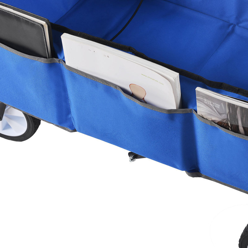 Chariot de plage pliant Wagon Garden (bleu), H 45 po x l 37 po x P 20 po, Noir / Bleu