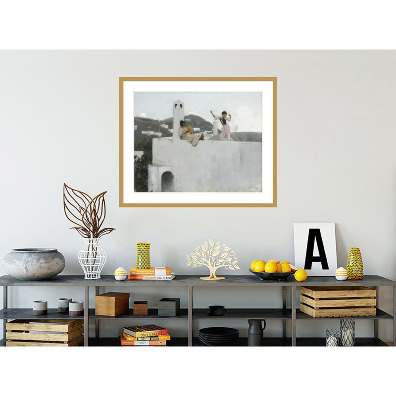«Capri Girl on a Rooftop» par John Singer Sargent, impression giclée encadrée, H 33,5 po x l 40,62 po