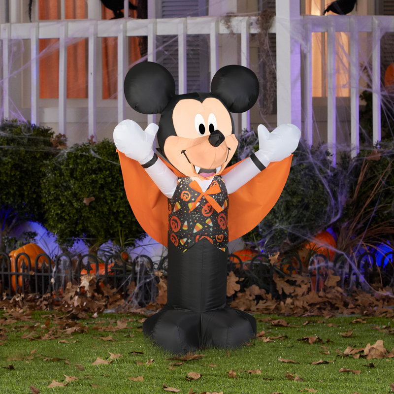3.5 ft Black and Orange Inflatable Vampire Mickey Mouse