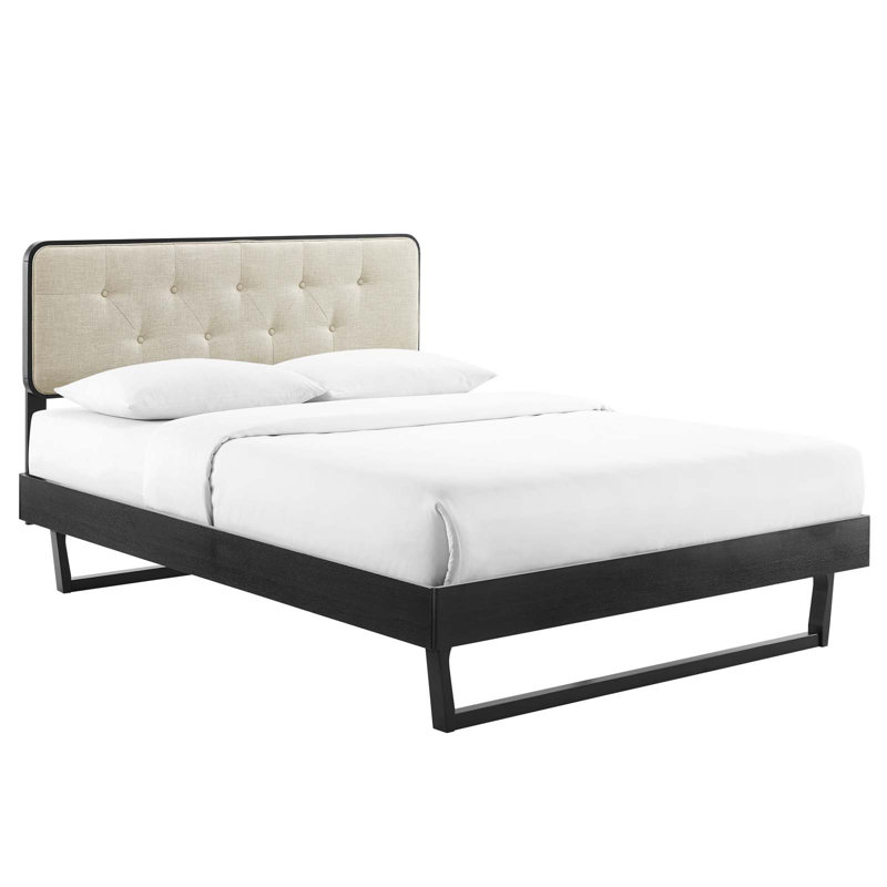 Lit plateforme Bridgette, Noir/beige, Double
