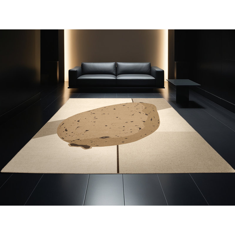 Tapis beige moelleux moelleux de couleur patate douce - reliure beige, 4 x 2