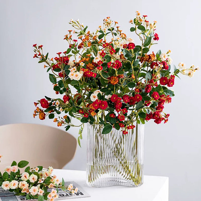 3 pièces Fleur de soie artificielle pleine de vitalité, centres de table portables décoratifs pour la maison