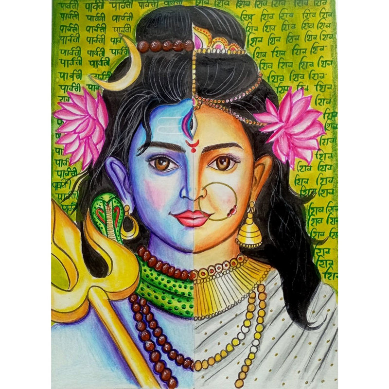 Peinture de Shiv Shakti | Eau et crayon de couleur | Samata Ghosh