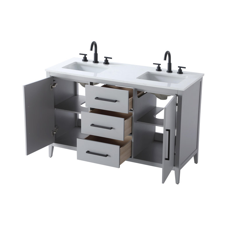Meuble-lavabo double 54 po, Gris