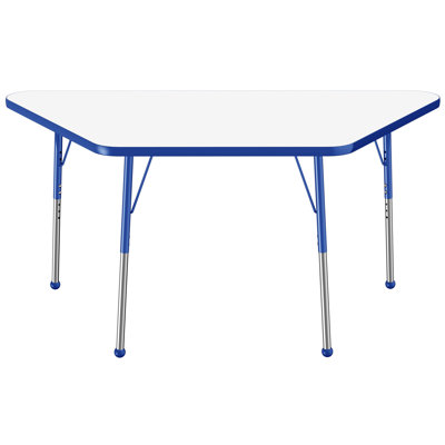 Trapezoid Dry-Erase Activity Table with Adjustable Legs- White/Black