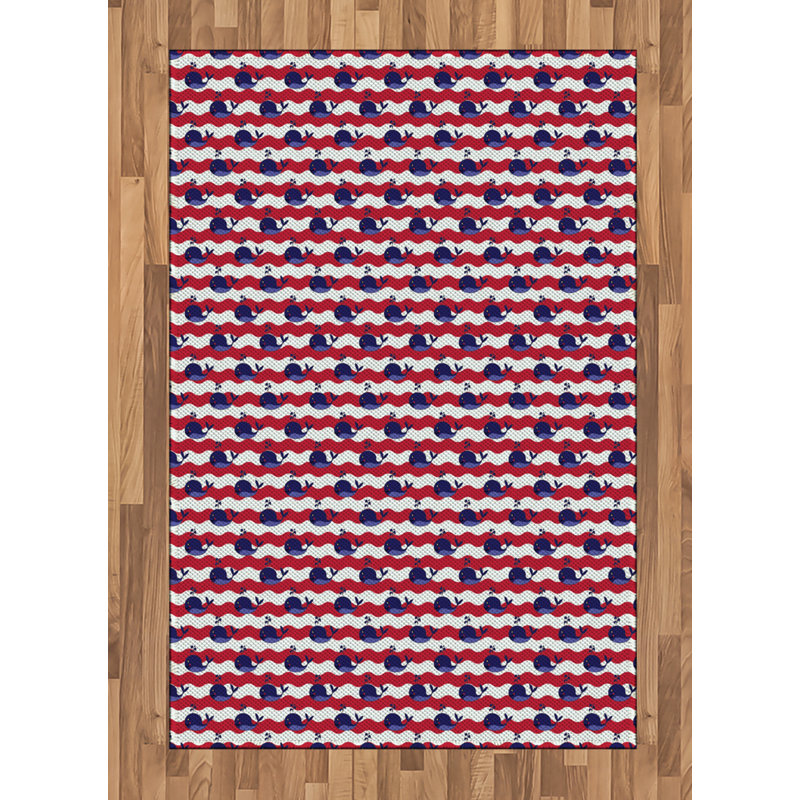 Whale High Density Long Fiber Poly Threads Decorative Area Rug Carpet, Rectangle 4' x 5'8"