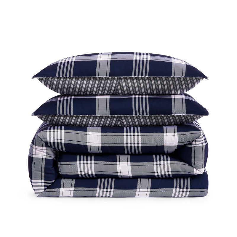 Ensemble d'édredon réversible à carreaux Tommy Hilfiger Huntingdon, Édredon pour lit simple + 1 taie décorative stan