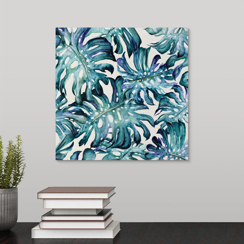 « palm leaves », peinture sur toile, Toile tendue, H 12 po x l 12 po x p 1,25 po