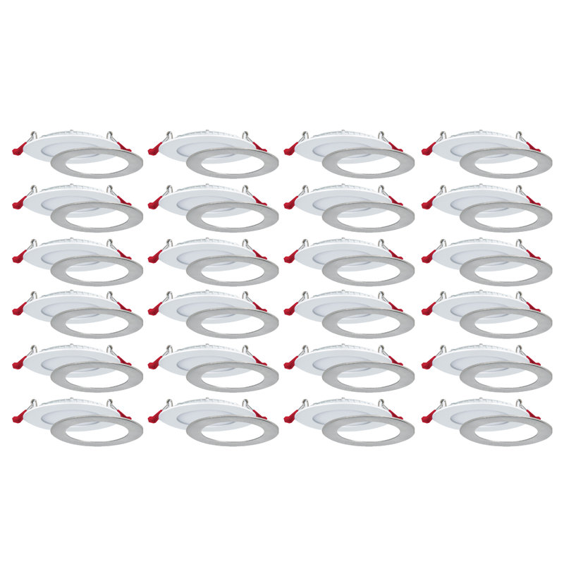 Nadair 24 Pack 4" Led Ic Rated Dimmable Ultra Slim Recessed Light With Junction Box 12W, 900 Lumens, 3 Colour Setting, 3000K,4000K,5000K