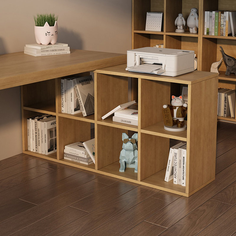 Burlywood L-Shaped Solid Wood desks, 29.53" H x 62.99" W x 55.12" D, Right Hand Return