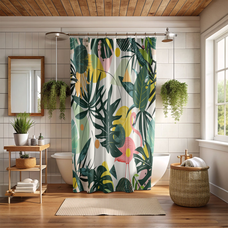 Tropic Leaves - Rideau de douche Premium, H 74 po x l 71 po, Tropic Leaves 2