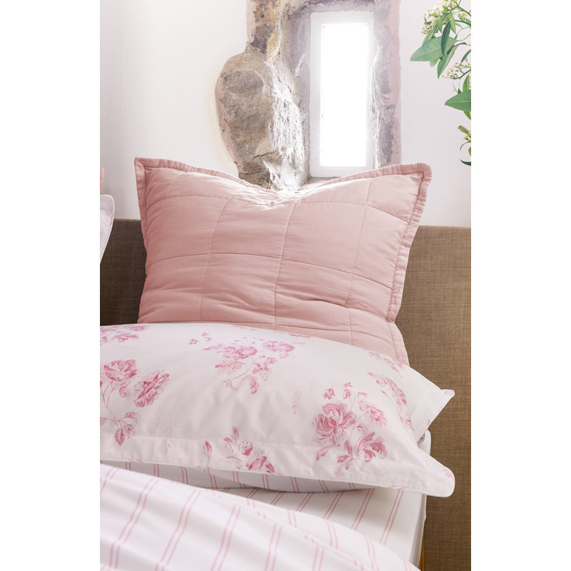 Laundered Cotton Cotton Pillow Sham, Pink