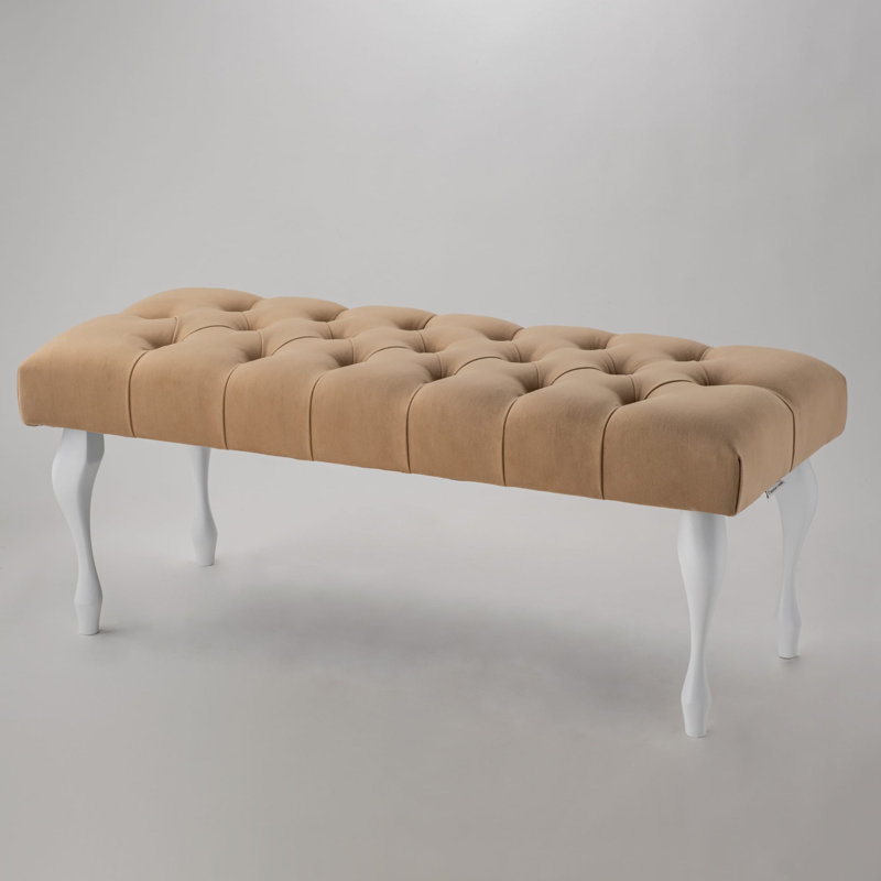 Upholstered Bench, Beige, H40 x W45 x D30cm, White