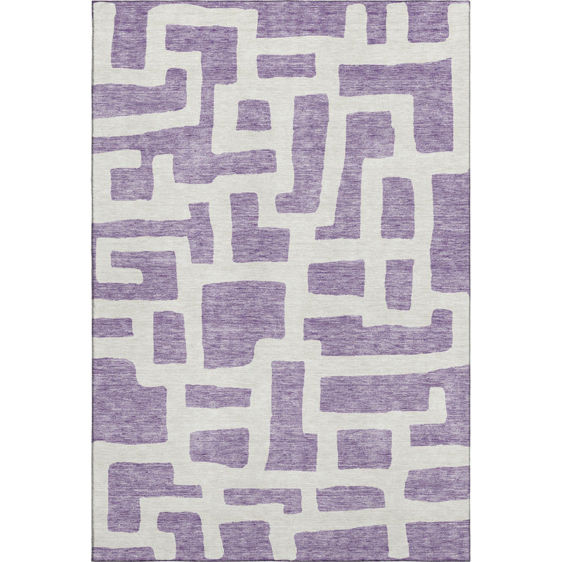 Premium Machine Washable Prisco Purple Rug, Rectangle 10' x 14'
