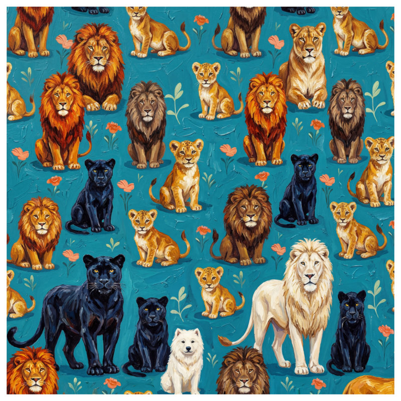 Rideaux transparents et occultants Lions and Panthers, 50 po x 80 po - 1 panneau, Sheer