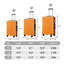 Ensemble de 3 valises rigides noires et orange en ABS avec roulettes (20 "/ 24" / 28 ")