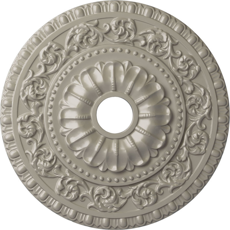 Endurathane Vaduz Ceiling Medallion, 23 1/2"OD x 3 1/2"ID x 2 1/8"P (Fits Canopies up to 3 1/2"), Hand-Painted Pearl White Finish