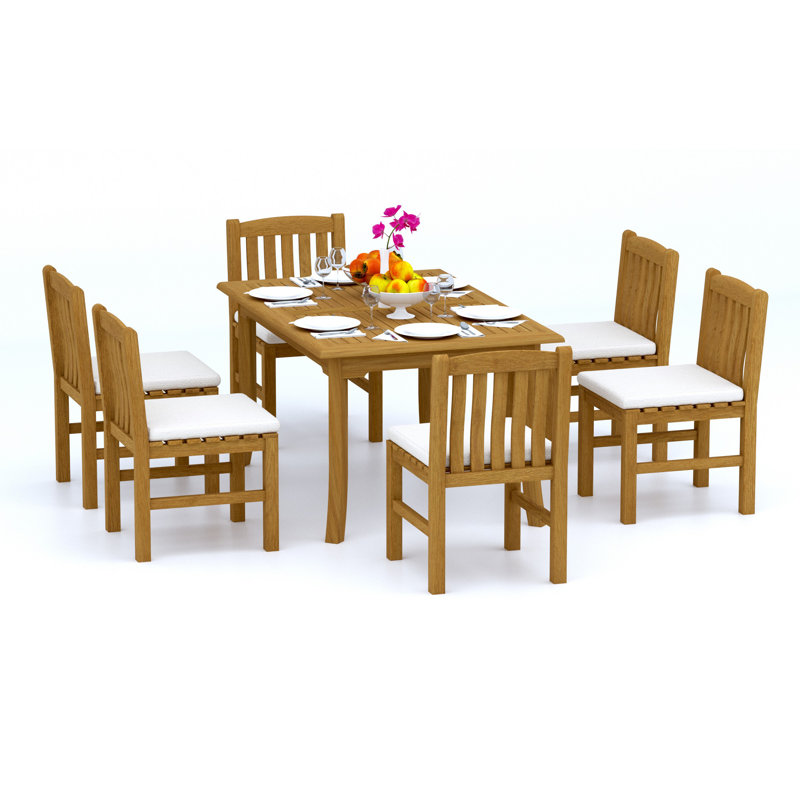 Devon 6 - Person Teak Wood Patio Dining Set with