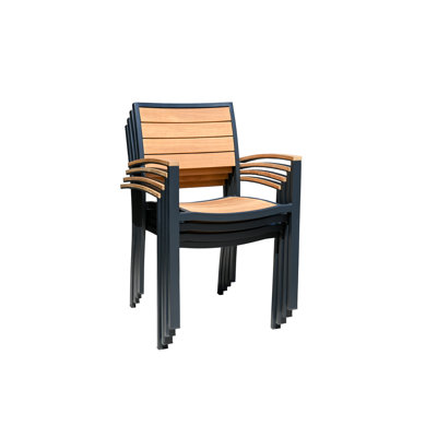 SoHo Teak Aluminum Outdoor Stacking Armchair