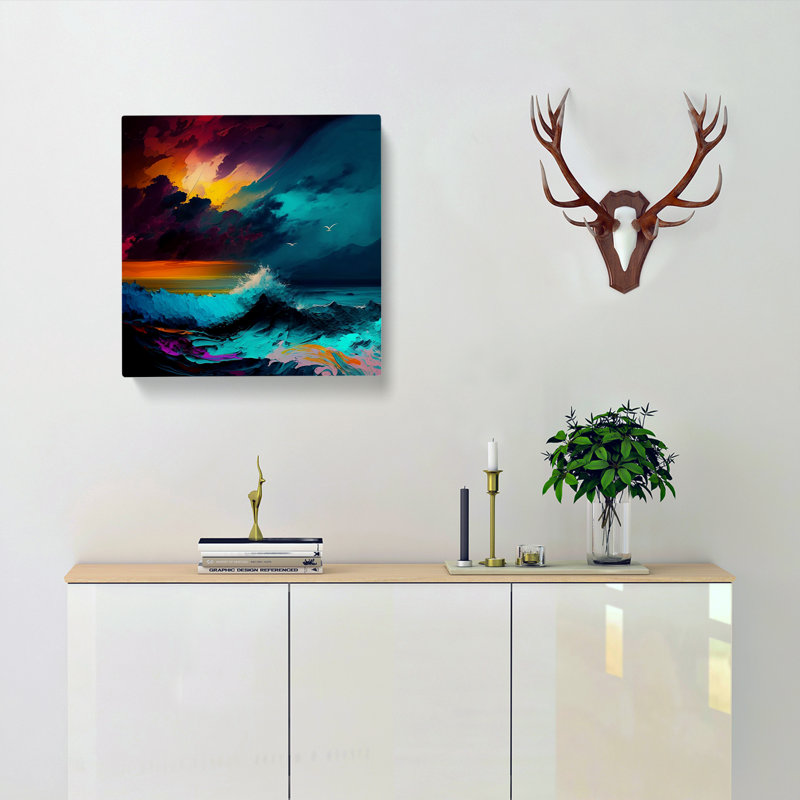 Seascape Abstract Expressionism - Wrapped Canvas - Framed Print, 35cm H x 35cm W x 3cm D
