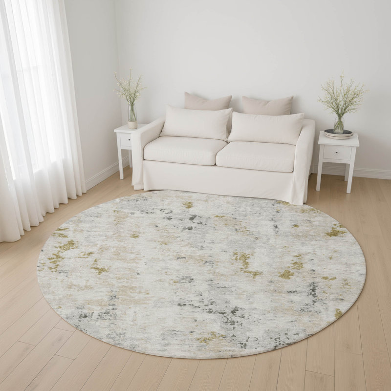 Premium Machine Washable Lubbers AMF1753 Modern Rug, Round 8'