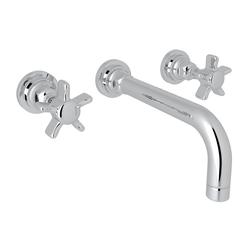 Polished Chrome Wall Mounted Widespread Faucet